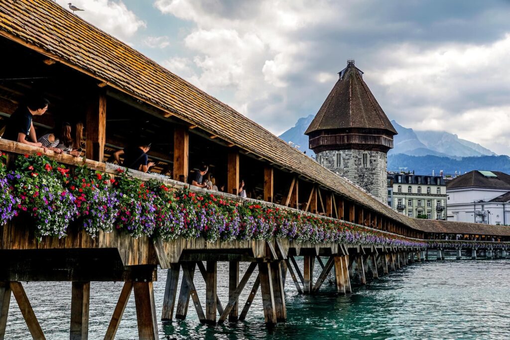 Chapel Bridge in Lucerne Switzerland showing scenic city views and typical travel costs
