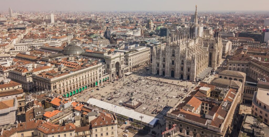 aerial view of Duomo of Milan-Italy
