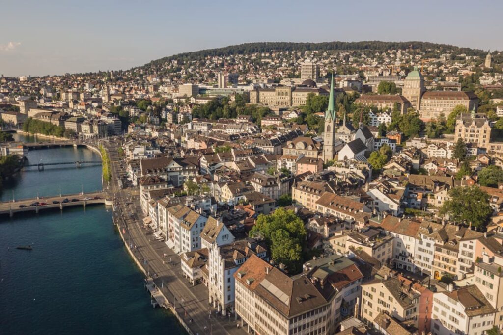 Zurich skyline view from ETH terrace