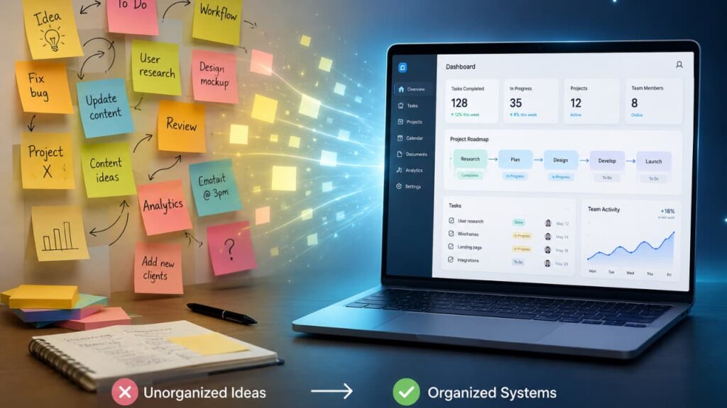 Home 3 sticky notes turning into organized digital systems